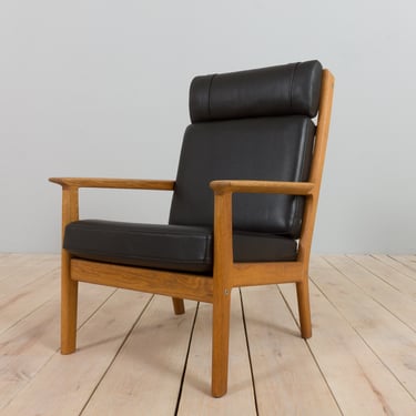 Hans Wegner GE 265 armchair  for Getama in Oak & Black Leather, Denmark 1970/80s 