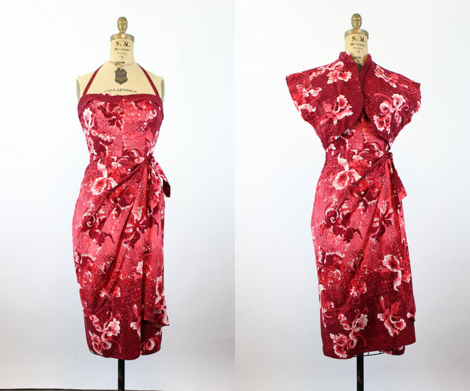 1950s KAMEHAMEHA halter SARONG dress and jacket xs | new summer 