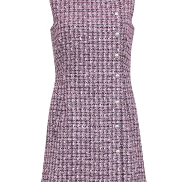 Veronica Beard - Purple Tweed Button Front Sheath Dress Sz 6