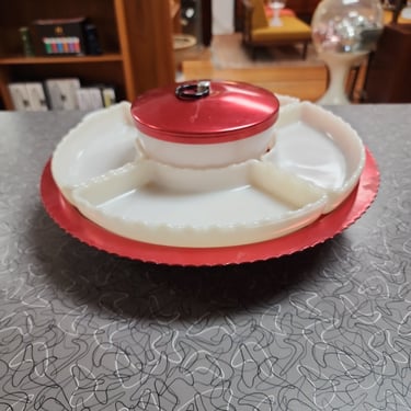 Vintage Lazy Susan with Red Aluminum Base