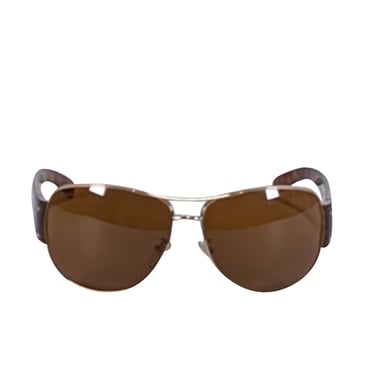 Prada - Brown Tortoise Leg w/ Gold Aviator Frame Sunglasses