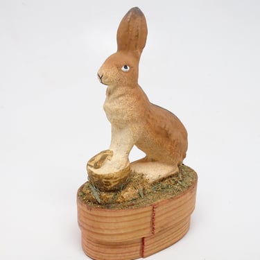 Antique 1940's German Hand Painted Bunny Rabbit Candy Container for  Easter, Vintage Retro Box 