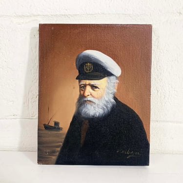 Vintage David Pelbam Sea Captain Painting Original Named Artist Seascape Unframed Canvas Painted Oil Paint Nautical Ocean Beach 1960s 1970s 