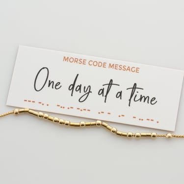 One Day At A Time - Morse Code Necklace, Personal Motivation Necklace, Inspirational Necklace, Serenity Prayer Necklace, Mantra Necklace 
