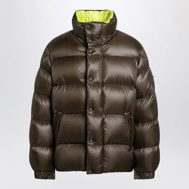 Moncler Brown Down Jacket In Laqué Nylon Men