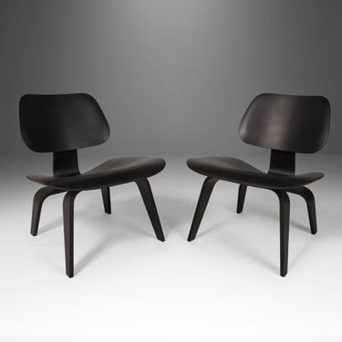 Reimagined Set of Two (2) Ebonized Herman Miller LCW Lounge Chairs by Charles & Ray Eames, USA, c. 1960's 