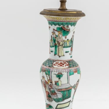 Chinese Famille Verte Vase Mounted as a Lamp