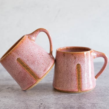 Handmade Ceramic Mug | Drippy Pink Glaze | Strawberry Milkshake | Modern Pottery | Speckled Clay | Christmas Present | Coffee Mug | Tea Cup 