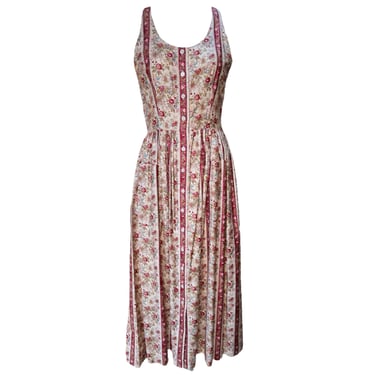 Ralph Lauren 1980's Pink Floral Cottage Core Cotton Dress