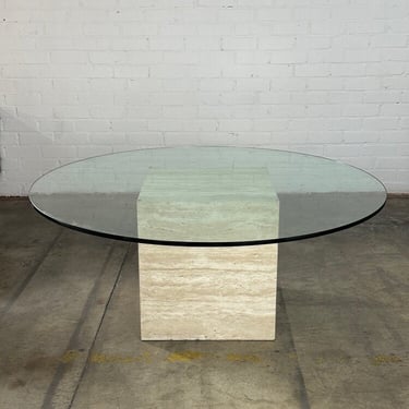 Vintage Travertine and glass dining table 