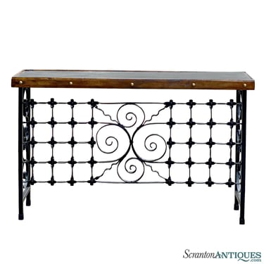 Antique Victorian Architectural Wrought Iron & Slate Console Table Dry Bar