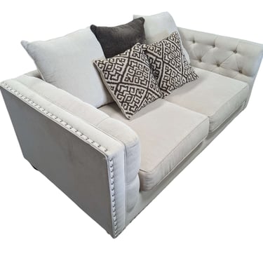 Cream Studded Loveseat Couch