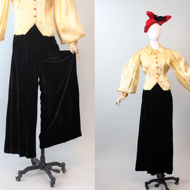 1940s VELVET PALAZZO pants medium | new spring 