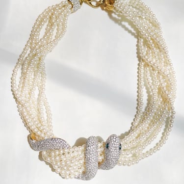 Vintage rhinestone snake necklace 