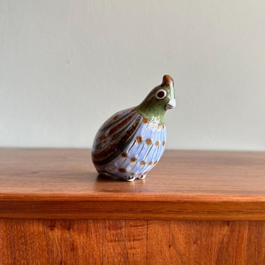 Vintage Ken Edwards quail / hand-painted Tonala folk art pottery / El Palomar ceramic bird 