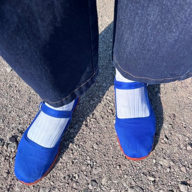 Reserved for Kristina Cobalt Blue Size Cotton Canvas Mary Janes Made in China | Studio Flats Shoes 41 