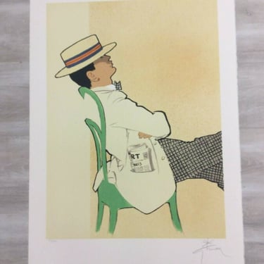 Art Deco Modern Unframed Rene Gruau Hand Signed Lithograph Le Balcon a Nice 