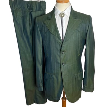 Vintage 1960s LASSO Western Wear 2pc WESTERN Sharkskin Suit ~ 38 Long ~ Jacket / Pants ~ Cowboy / Rockabilly ~ 1960s / 60s ~ 