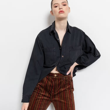 LEVI'S DENIM SHIRT Vintage Black Over Dyed Jean Workwear Button Up Cotton 90's Oversize / Medium 