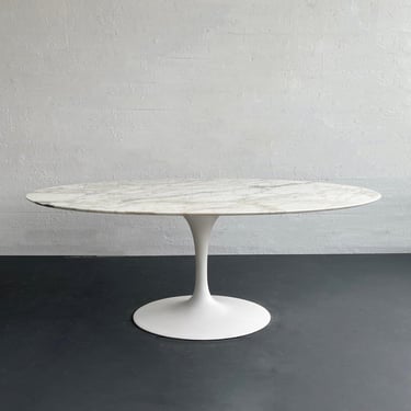 Large Oval Marble Tulip Dining Table By Eero Saarinen