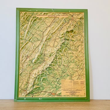 Vintage 1950s Topography Map of Shenandoah National Park Virginia 