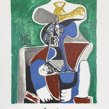 Buste au Chapeau Jaune et Gris by Pablo Picasso, Marina Picasso Estate Lithograph Poster 