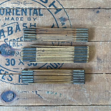 Vintage Lot of 3 Wood Folding Rulers 