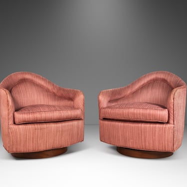 Set of Two ( 2 ) Swivel Tub Chairs by Adrian Pearsall for Craft Associates in Original Pink Upholstery, USA, c. 1960s 