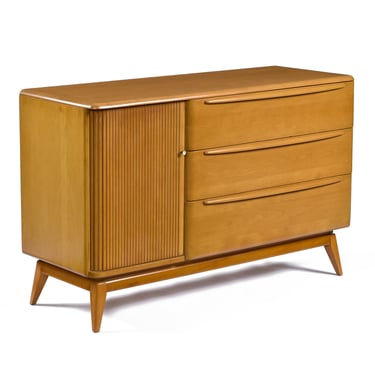 Vintage Restored Solid Maple Heywood Wakefield M-1542 Wheat Tambour Credenza 