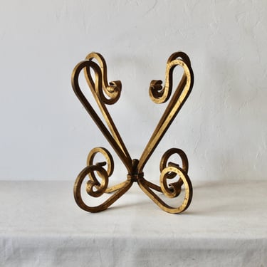 Italian Style Hollywood Regency Gilded Wrought Iron Side Coffee Table Base 