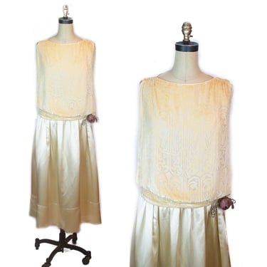 1920s Dress ~ Art Deco Devoré Burnout Velvet with Silk Charmeuse Dress 