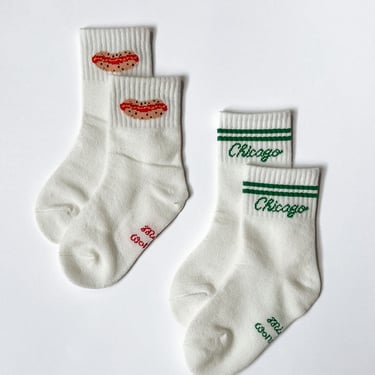 Mini Chicago Crew Sock (2-Pack) - Chicago Dog & Chicago Script