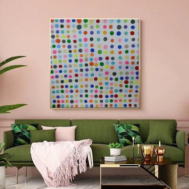 Custom Order for TASHA - Dots LARGE Square Canvas Painting Abstract Minimalist Original Contemporary Home Decor, Wall Decor ArtbyDinaD by Art