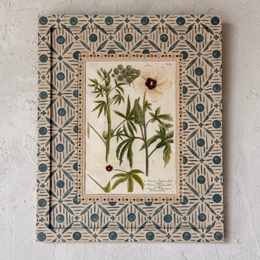 18th C. Weinmann Hand Colored Botanical Engraving in Gusto Blue Painted Frame V