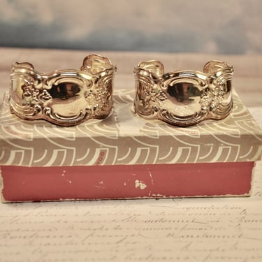 Gorham Silverplate Napkin Rings Chantilly YC1380 Signed Gorham Victorian Style Original Box Collectible Add Monogram Wedding Gift Rare Set 