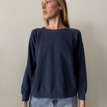 60s/70s Thrashed Navy Blue Cotton Crewneck