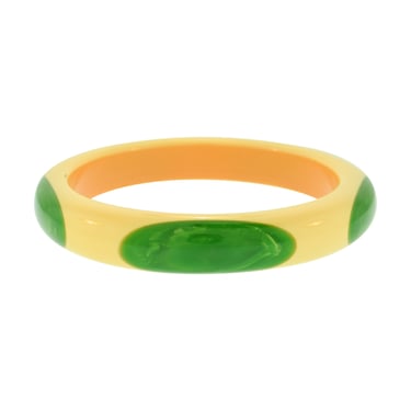 Bruce Pantti Vintage Green and Light Yellow Bakelite Bangle Bracelet