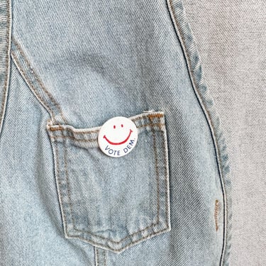 Vintage Vote Democrat Smiley Button 