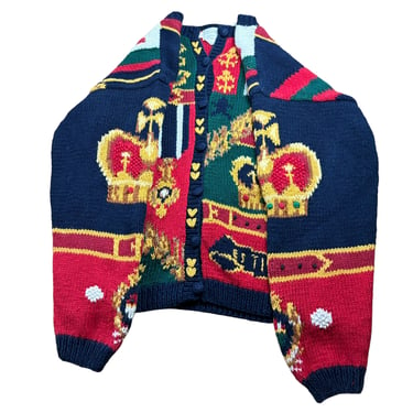 Vintage Eagle's Eye Crown Monarchy Cardigan Sweater, 