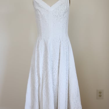 1950s Johnny Hebert Lace A Line Bow Tie Dress