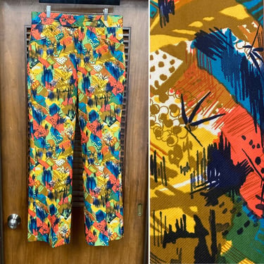 Vintage 1960’s w33 Wild Disco Golf Polyester Flat Front Pants Trousers, 60’s Vintage Clothing 