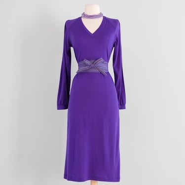 Vintage 1970's Regal Purple Wool Missoni Dress / Small