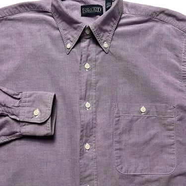 Vintage USA Made Lands' End Oxford Cloth Button-Down Shirt ~ size M ~ 100% Cotton ~ OCBD ~ 