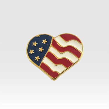 American Flag Heart Pin, Red White and Blue Enamel Pin Back, Independence Day Jewelry, Heart  Brooch, 4th of July Accessories 