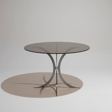 TABLE À MANGER EN VERRE ET MÉTAL, BORIS TABACOFF, 1970s