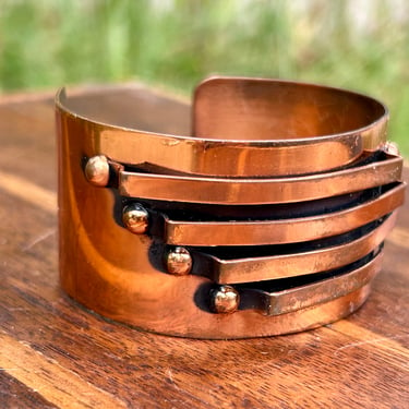 Vintage Renoir Copper Jewelry Open Cuff  Signed Retro Handmade Mid Century MCM 