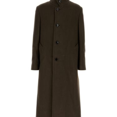 Ami Men Brown Wool Coat