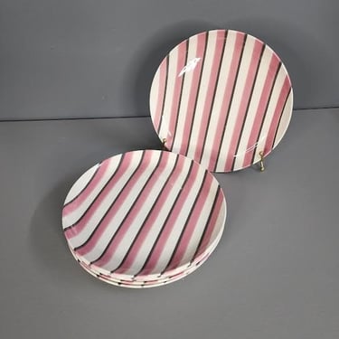 One W. S. George Pink Striped Dinner Plate (Multiples Available) 