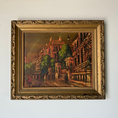 1960's Vintage Risson  Paris Street Scene Oil On Canvas Painting, Framed 