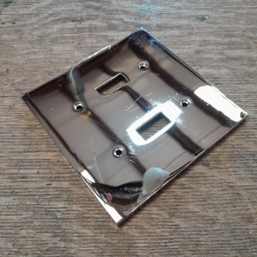 Chrome Finish Brass Electrical Two Switch Plate